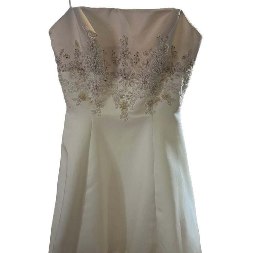 Mon Cheri Wedding Dress with Beadwork spaghetti straps
